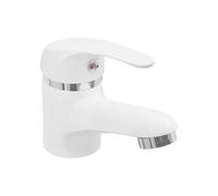 Dettchan Robinet de lavabo blanc - Mitigeur monocommande - Bec court - Robinet de lavabo - Robinet de salle de bain pour salle de bain