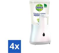 Dettol - Distributeur automatique de savon - No-Touch argent avec aloe vera - 250 ml - Pack avantage - 4 pièces