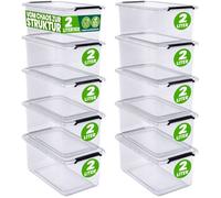 Deuba® 10x Boîte de rangement 2L plastique transparent empilable sans BPA gain de place caisse de rangement organiseur