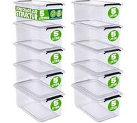 Deuba® 10x Boîte de rangement 5L plastique transparent empilable sans BPA gain de place caisse de rangement organiseur