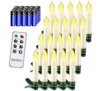Deuba® 20x Bougie LED de Noel blanc chaud sans câble décoration lumineuse aspect bougie de cire piles incluses minuterie