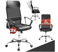 Casaria 2X Fauteuil de Bureau Noir Pivotant Ergonomique Réglable en Hauteur Fonction de basculement Chaise Gaming