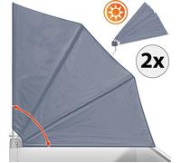 DEUBA® 2x Paravent de balcon rabattable Gris avec fixation murale 140x140cm Brise-vue extérieur terrasse protection murale