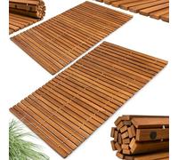 DEUBA® 2x Tapis de bain en bois Tapis de sol antidérapant en bois d'acacia Caillebotis salle de bain 76x50cm