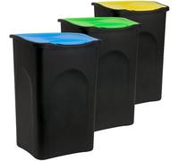 DEUBA® 3x Poubelle tri sélectif 50L couvercle basculant corbeille papier sans odeur poubelle cuisine salle de bain poubelle collecteur déchets
