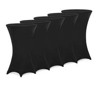 Deuba® 5X Housses Table de Bar bistrot Ronde Noir Ø80-85 cm Nappe Mange Debout Protection Table Cocktail Tissu Stretch