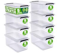Deuba® 8x Boîte de rangement 5L en plastique transparent empilable sans BPA gain de place caisse de rangement organiseur