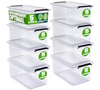 Deuba® 8x Boîte de rangement 5L en plastique transparent empilable sans BPA gain de place caisse de rangement organiseur