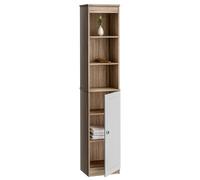 Deuba - Armoire de Salle de Bain - Blanc/Brun - 6 étagères - 170x34x26 cm - Meuble avec Porte, Colonne, Maison