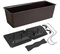 Deuba Bac à Fleurs Jardinière Ratolla Moka 49 cm/12L Système d'auto-arrosage Balcon Crochets Inclus Pot de Fleur