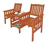 Banc de jardin 2 places bois d'acacia extérieur avec table support et accoudoirs fauteuil jardin balcon