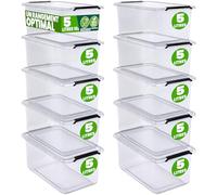 Deuba® 10x Boîte de rangement 5L plastique transparent empilable sans BPA gain de place caisse de rangement organiseur