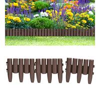 DEUBA® Bordure de Jardin Plastique 11,20m résistante intempéries UV Piquet Terre Bordure Parterre Plate-Bande délimitation pelouse Aspect Bois Brun