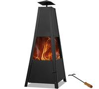 Deuba Brasero de Jardin Pyramide métal avec tisonnier Barbecue Brasier cheminée extérieur