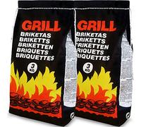 DEUBA® Briquettes de Charbon de Bois 6kg 2x3kg briquettes Bois Longue durée Barbecue BBQ braises Durable Grill briquets Charbon Bois Facile à Allumer