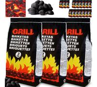 DEUBA® Briquettes de charbon de bois 6kg 2x3kg briquettes bois longue durée barbecue BBQ braises durable grill briquets charbon bois facile à allumer