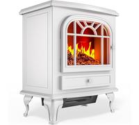 DEUBA® Cheminée électrique Effet Flamme 2000 W 2 Niveaux de Chauffage électrique soufflerie radiateur Chauffant LED cheminée décoration Blanc