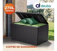 DEUBA Coffre de Rangement Extérieur 270L Noir