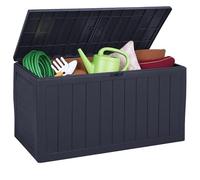 Deuba Coffre de Rangement Extérieur 270L Noir | Malle de Jardin, Etanche avec roulettes, boà®te de rangement terrasse balcon, malle extérieure 117x45x57 cm