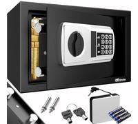 DEUBA® Coffre-fort en acier avec serrure électronique noir 2 clés de secours coffre-fort mural 31 x 20 x 20 cm bijoux