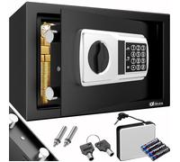 DEUBA® Coffre-fort en acier avec serrure électronique noir 2 clés de secours coffre-fort mural 31 x 20 x 20 cm bijoux
