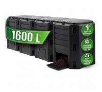 DEUBA® Composteur de jardin 1600 L plastique noir transformateur de déchets écologique couvercle et trappe d’extraction