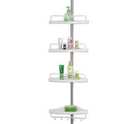 Deuba | Etagère d'angle • télescopique • 4 tablettes • Blanc • 92 à 306 cm • avec Porte-Serviette | Salle de Bain, Douche, étagère réglable