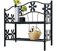 Deuba Étagère en métal 2 Niveaux/étages - Meuble Rangement de 50 cm - Décor Fleur