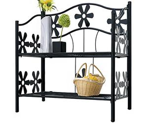 Deuba Étagère en métal 2 Niveaux/étages - Meuble Rangement de 50 cm - Décor Fleur