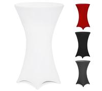 DEUBA® Housse de Table de Bar bistrot Ronde Blanc Ø60-65 cm Nappe Mange Debout Protection Table de Cocktail Tissu Stretch