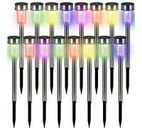 Deuba Lampes solaires de Jardin Lot de 16 lumières solaires LED Acier Inoxydable Jardin Allée Terrasse