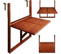 Table de balcon suspendue en bois d'acacia certifié FSC Table de balcon rabattable 64 x 45 x 87 cm balcon terrasse