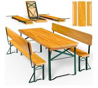 Deuba Table Pliable et 2X bancs avec Dossier - Salon de Jardin Meuble terrasse