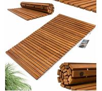 DEUBA® Tapis de bain en bois Tapis de sol antidérapant en bois d'acacia Caillebotis salle de bain 76 cm x 50 cm