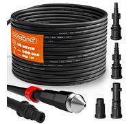 DEUBA Tuyau Déboucheur Canalisation 15m - Nettoyeur Haute Pression 160 Bar avec 4 Adaptateurs - Compatible Karcher K2 K3 K4 K5 K6 K7 - Furet Déboucheur Canalisation