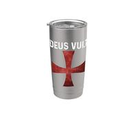Deus Vult - Chevalier Templier Catholique Crusader - Croix Scarlet Gobelet isotherme en acier inoxydable double paroi