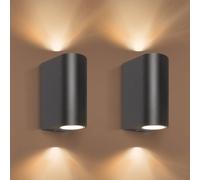 Deux appliques murales extérieures, en aluminium, culot GU10, indice de protection IP54, couleur noire, dimensions : 15,1 cm