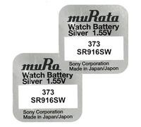 Deux piles bouton montre Mu-rata 373 SR916SW oxyde d'argent, 30 mAh, 1,55 V