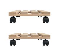 Deux roulettes pour plantes en bois massif en bois de hêtre solide, carrées, 30 cm x 30 cm, jusqu'à 120 kg