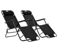 Deux transats pliants avec repose-pieds, ensemble de deux chaises de jardin réglables, avec deux positions, et deux chaises de camping pliantes en polyester enduit de PVC et avec revêtement en poudre