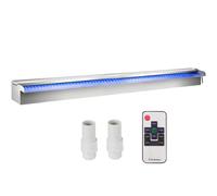VEVOR Déversoir à cascade piscine 151x11,5x8 cm fontaine chute d'eau de piscine acier inox avec bande LED colorée, connecteur de tuyau, télécommande, résistant à corrosion pour étang, jardin extérieur
