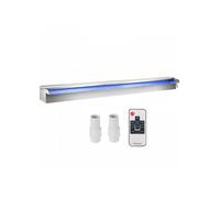 Déversoir cascade piscine 90x11,5x8 cm, fontaine acier inox avec bande Led, télécommande