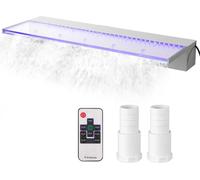 Déversoir de fontaine 36,2 x 3,2 x 8,1 pouces, fontaine cascade pour piscine 17 couleurs LED, kit cascade pour piscine avec télécommande, déversoir de piscine en acrylique solide pour bassin de jardin