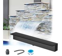 Déversoir en Acier Inoxydable 200 cm, Fontaine d'extérieur et d'intérieur pour Bassin et terrasse, avec Accessoires (Noir)