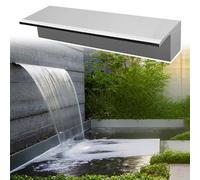 Déversoir en Acier Inoxydable pour Bassin extérieur, Cascade de 132 cm (52 po), Fontaine encastrée à Jet d'eau continu pour Patio, Piscine et Jardin, Couleur Argent.