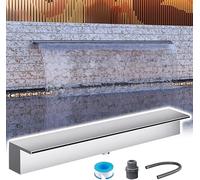 Déversoir en Acier Inoxydable pour fontaines d'intérieur et d'extérieur, kit de décoration de Jardin de 160 cm pour patios, Cours et Jeux d'eau, Couleur Argent.