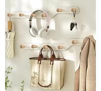 devesanter Lot de 2 patères en bois multi-usages pour salon, cuisine, chambre et salle de bain (blanc)