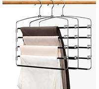 devesanter Lot de 3 cintres antidérapants en acier inoxydable pour pantalons, jeans, écharpes - Noir
