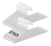 devesanter Lot de 30 cintres en métal avec extrémité ouverte et revêtement antidérapant, peu encombrant, multifonctions, pour pantalons, jeans, serviettes, écharpes (blanc)