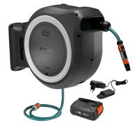 Dévidoir automatique mural sur batterie PowerRoll XL 35/18V P4A, tuyau de 35 m, blanc - Kit prêt à l'emploi avec batterie.